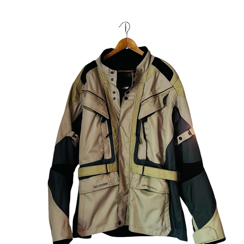 First Gear Kilimanjaro Men's Vintage Cycle Jacket Size XL KHAKI/Gray